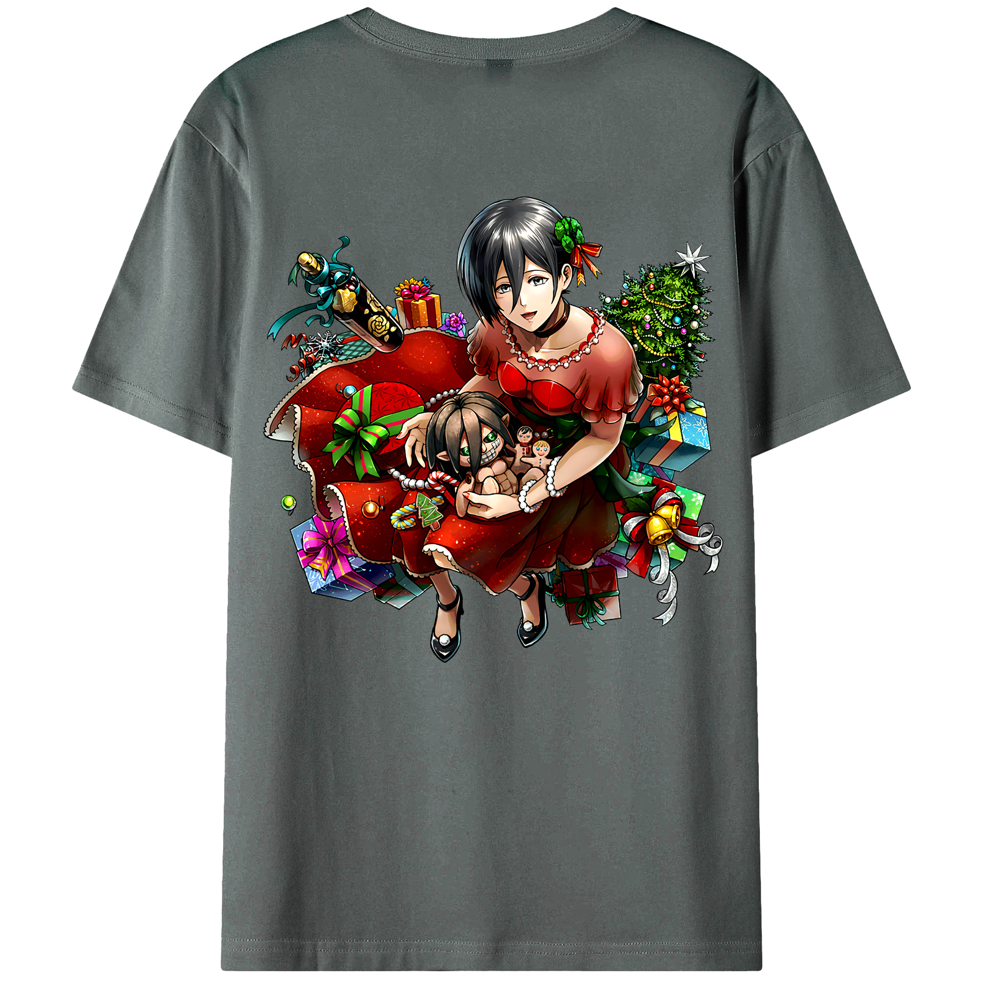 （画像用） 進撃の巨人 ミカサ·アッカーマン Attack on Titan Mikasa Ackerman 綿100％半袖Tシャツ（背面プリント）